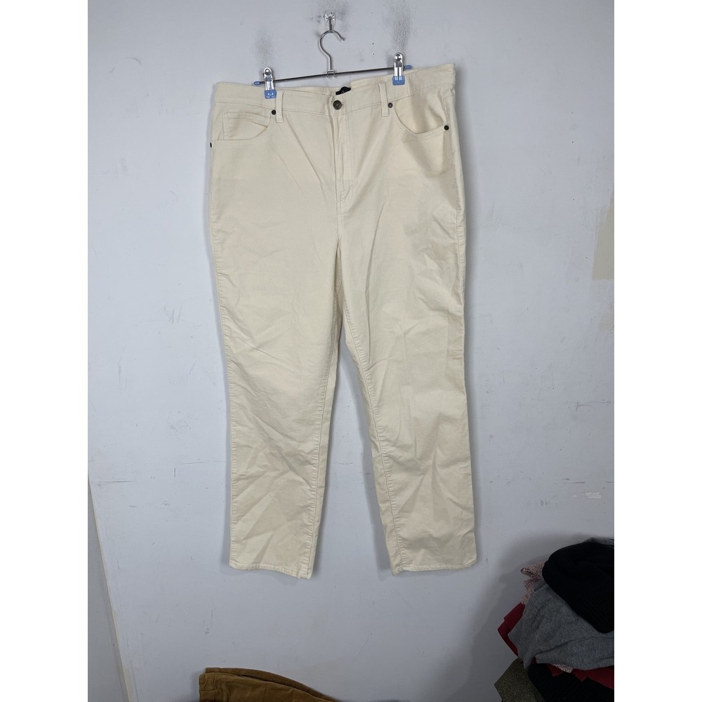 Talbots Women Pants 18 Cream Corduroy Off White Fall Straight Fine Wale Soft